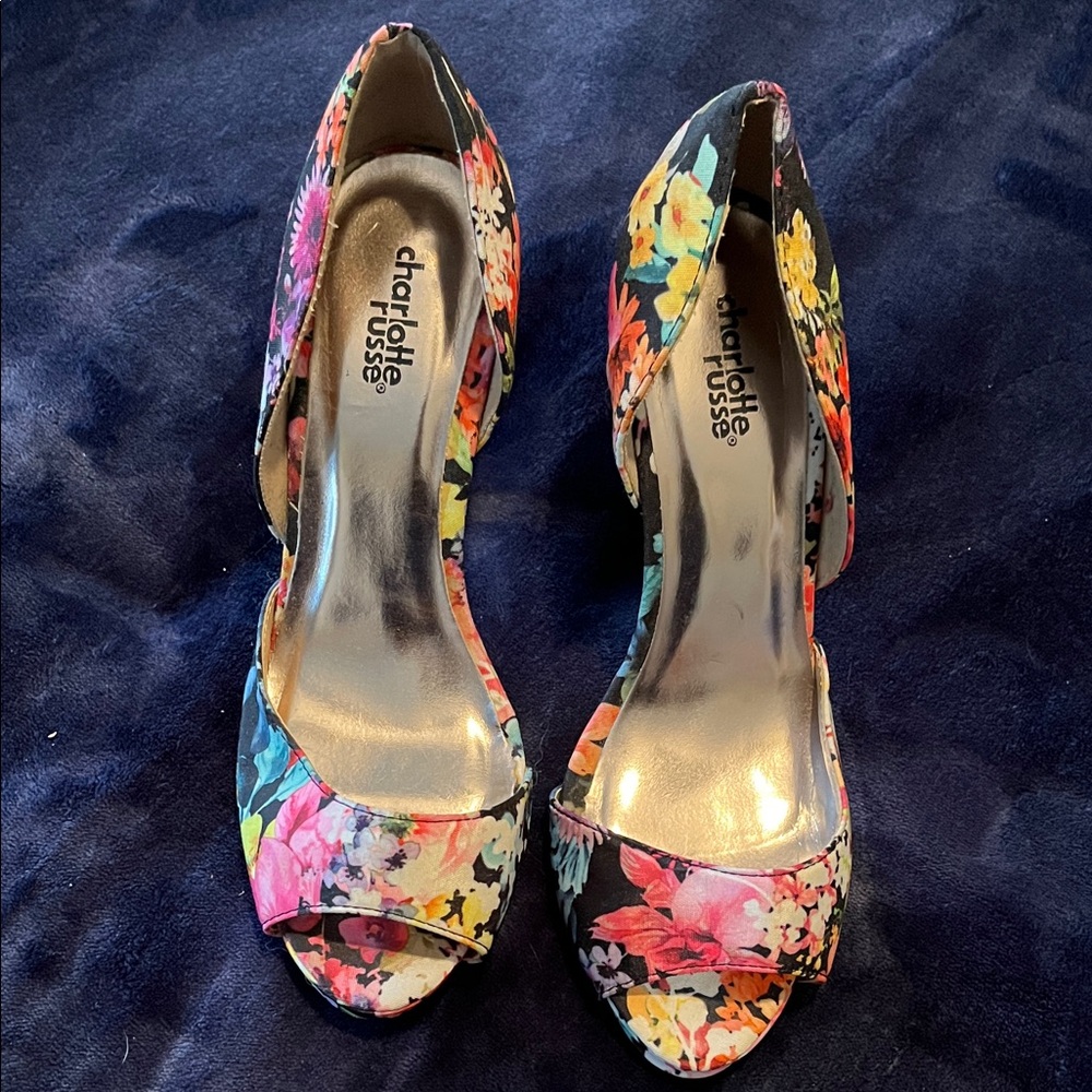 Charlotte Russe Multicolor Floral Heels